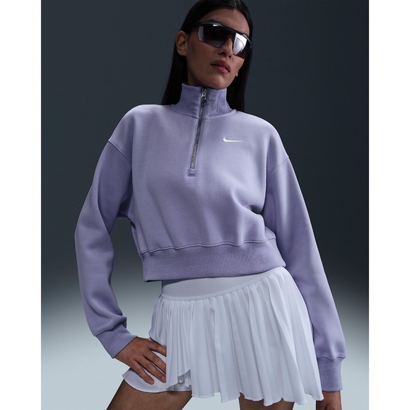 Nike Tops - Nike Phoenix Fleece Cropped Half Zip Sweatshirt Womens Large Purple DQ5767 533